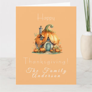 Happy thanksgiving pumpkin house yellow card