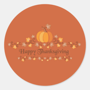 Happy Thanksgiving Pumpkin Leaves Envelope Seals