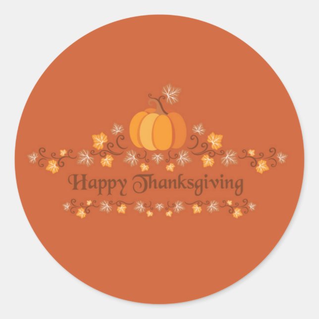 Happy Thanksgiving Pumpkin Leaves Envelope Seals (Front)