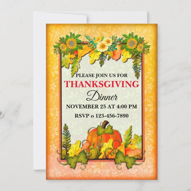 Happy Thanksgiving Pumpkin Leaves Fall Festival Holiday Card (Front)