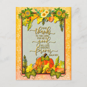 Happy Thanksgiving Pumpkin Leaves Fall Festival Holiday Postcard