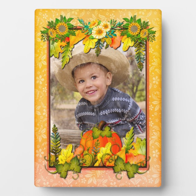 Happy Thanksgiving Pumpkin Leaves Fall Festival Plaque (Front)