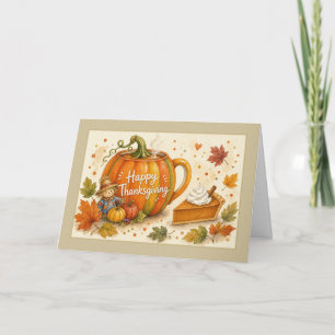 Happy Thanksgiving Pumpkin Mug and Pie Card