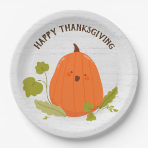 Happy Thanksgiving Pumpkin Paper Plate