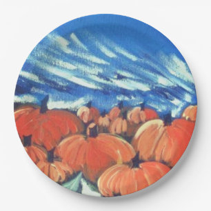 Happy Thanksgiving Pumpkin Patch Paper Plate