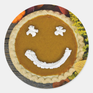 Happy Thanksgiving Pumpkin Pie Classic Round Sticker