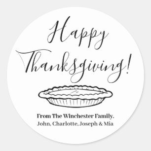 Happy Thanksgiving pumpkin pie custom script cute Classic Round Sticker