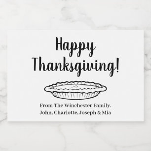 Happy Thanksgiving pumpkin pie custom text cute Food Label