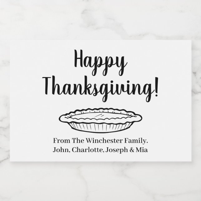 Happy Thanksgiving pumpkin pie custom text cute Food Label (Single Label)