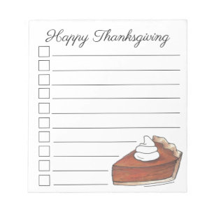 Happy Thanksgiving Pumpkin Pie Slice Checklist Notepad