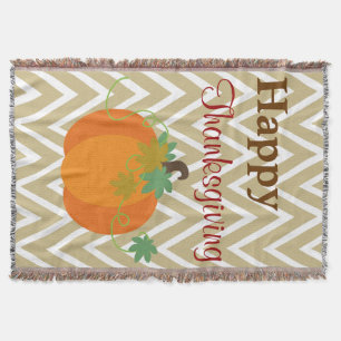 Happy Thanksgiving Pumpkin Throw Blanket