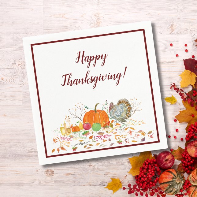 Happy Thanksgiving Pumpkin & Turkey Napkin (Creator Uploaded)