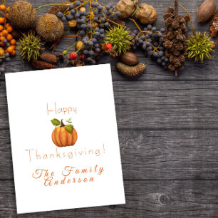 Happy thanksgiving pumpkin watercolor card
