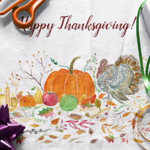 Happy Thanksgiving Pumpkin With Turkey Tissue Paper