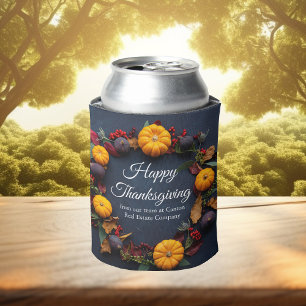 Happy Thanksgiving Pumpkin Wreath Custom Business Can Cooler