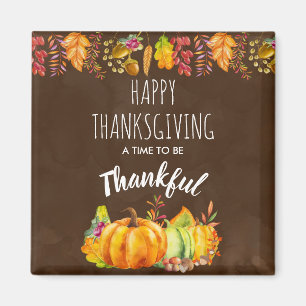 Happy Thanksgiving Pumpkins and Autumn Foliage Magnet