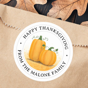 Happy Thanksgiving pumpkins autumn harvest Classic Round Sticker
