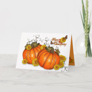 Happy Thanksgiving pumpkins card with poem