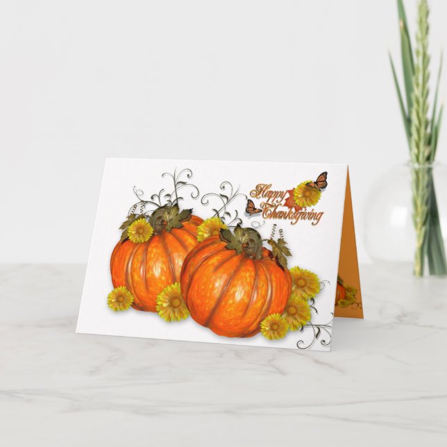 Happy Thanksgiving pumpkins card with poem (Front)