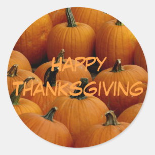 happy Thanksgiving, pumpkins Classic Round Sticker