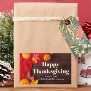 Happy Thanksgiving Pumpkins Customised Business Rectangular Sticker