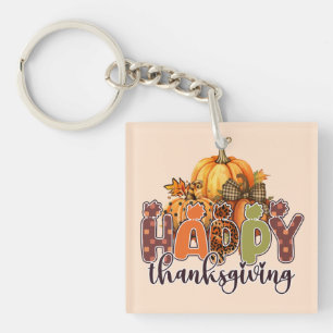 Happy Thanksgiving Pumpkins Key Ring