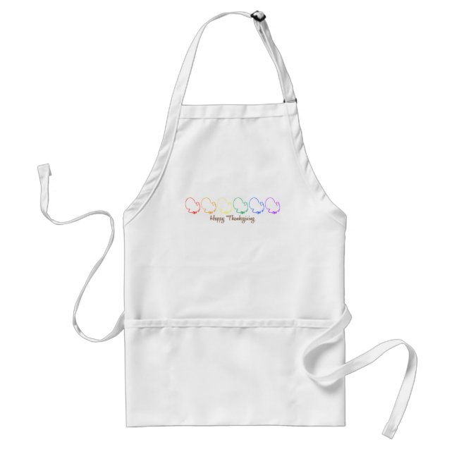 Happy Thanksgiving (Rainbow Turkeys) Standard Apron (Front)