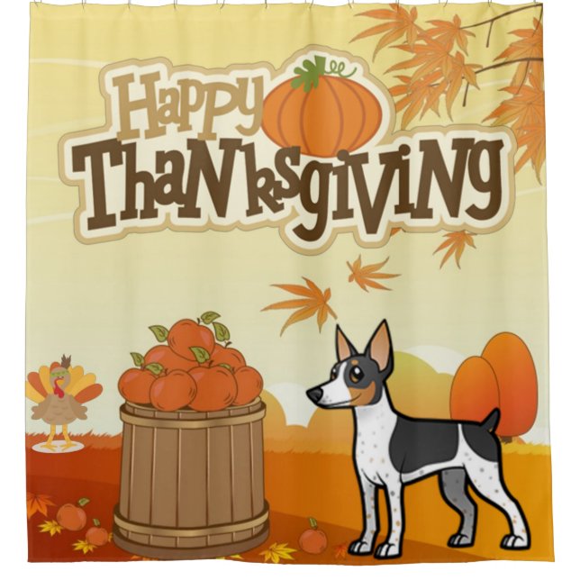 Happy Thanksgiving Rat Terrier Shower Curtain (Front)