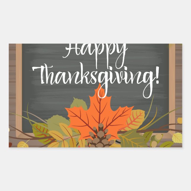 happy thanksgiving rectangular sticker (Front)