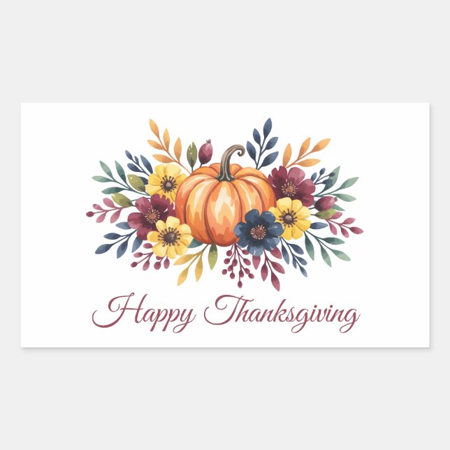 Happy Thanksgiving Rectangular Sticker (Front)