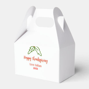 Happy Thanksgiving red green leaves cherry name ye Favour Box