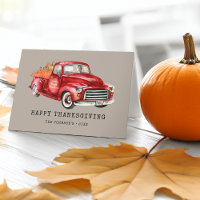 Happy Thanksgiving Red Truck Pumpkins Photo
