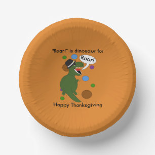 Happy Thanksgiving Roar Dinosaur Cute Personalise Paper Plate