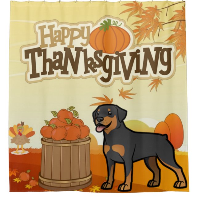 Happy Thanksgiving Rottweiler Shower Curtain (Front)
