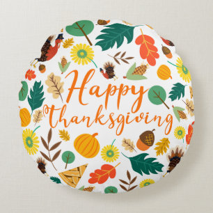Happy Thanksgiving Round Cushion