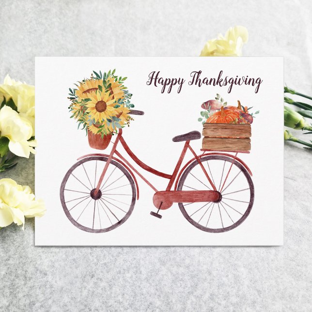 Happy Thanksgiving Rustic Bicycle  Postcard (Creator Uploaded)
