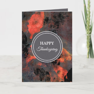 Happy Thanksgiving rustic black orange leaves Holiday Card