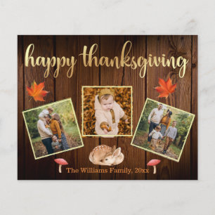 happy thanksgiving rustic gold photos collage card