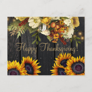 Happy Thanksgiving rustic harvest Thanksgiving Holiday Postcard