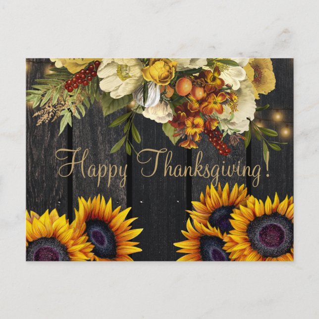 Happy Thanksgiving rustic harvest Thanksgiving Holiday Postcard (Front)