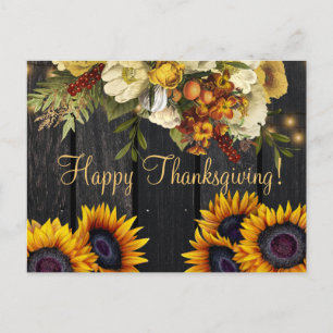 Happy Thanksgiving rustic harvest Thanksgiving Holiday Postcard