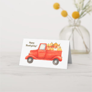 Happy Thanksgiving Rustic Truck Fall Harvest Place Card
