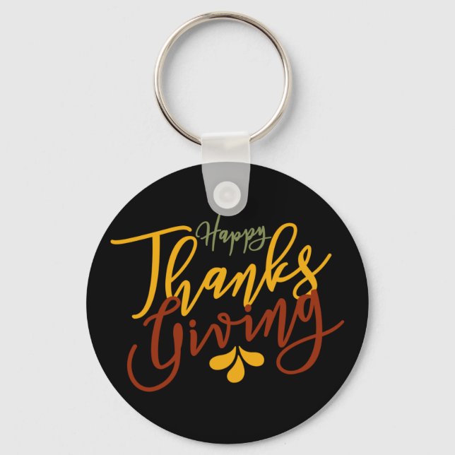 Happy Thanksgiving Saying Gift Key Ring (Front)