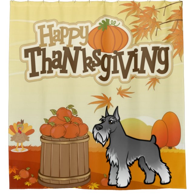 Happy Thanksgiving Schnauzer Shower Curtain (Front)