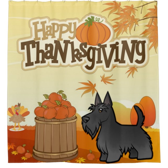 Happy Thanksgiving Scottish Terrier Shower Curtain (Front)