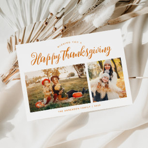 Happy Thanksgiving Script Handwriting Photo  Holiday Card