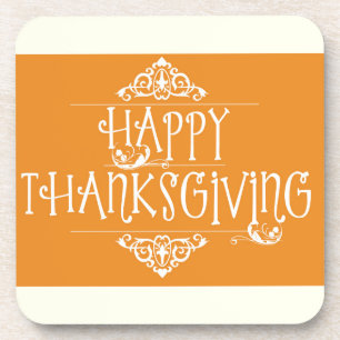 Happy Thanksgiving Script Orange Coaster