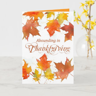 Happy Thanksgiving Scripture Colossians Fall Leaf Card