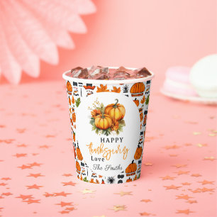 Happy Thanksgiving Shirt   Fall Holiday Turkey Day Paper Cups