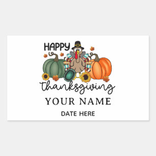 Happy Thanksgiving Shirt   Fall Holiday Turkey Day Rectangular Sticker